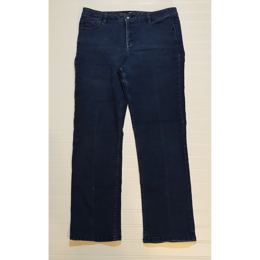 Liz Claiborne Original Fit Straight Leg Jeans Dark Wash Women 14P Mid Rise